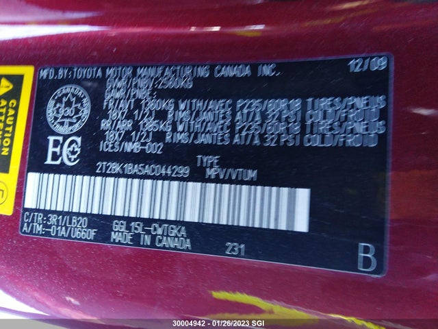 2T2BK1BA5AC044299 Lexus RX 350