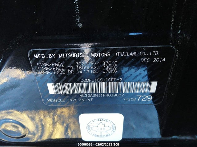 ML32A3HJ1FH039682 Mitsubishi MIRAGE DE