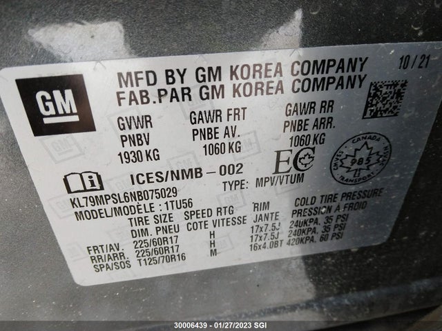 Chevrolet Trailblazer Lt 2022 KL79MPSL6NB075029 Image 9