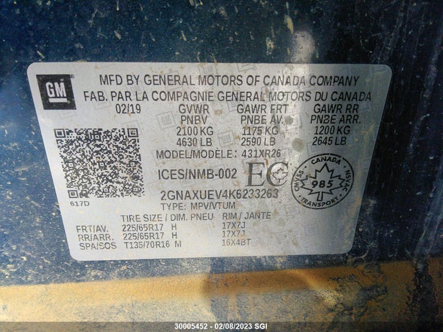 Chevrolet EQUINOX LT 2019 2GNAXUEV4K6233263 Image 9