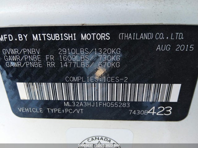 ML32A3HJ1FH055283 Mitsubishi MIRAGE DE