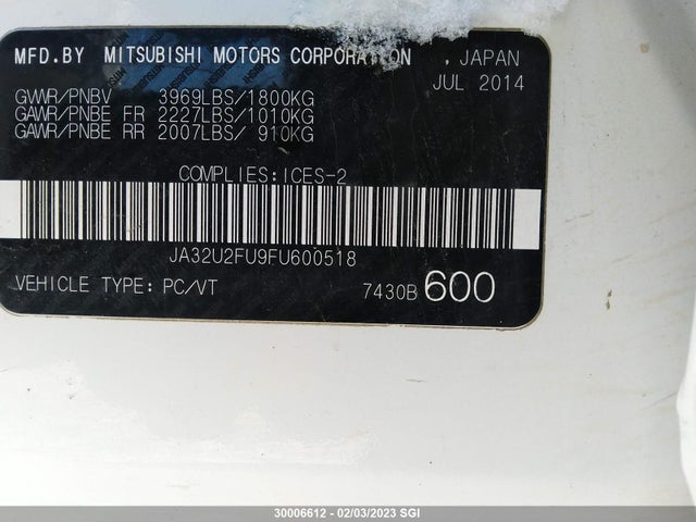 JA32U2FU9FU600518 Mitsubishi LANCER ES