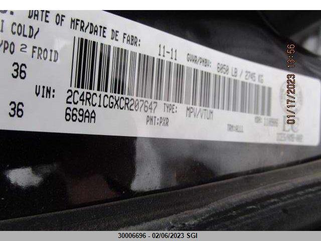 2C4RC1CGXCR207647 Chrysler Town & Country Touring L