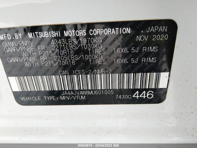 JA4AJVAW8MU601005 Mitsubishi Rvr Se/sel/le/gt