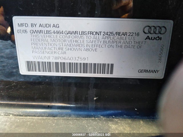WAUNF78P06A032591 Audi A3 2.0 Premium