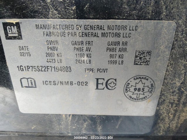 Chevrolet Cruze 2015 1G1P75SZ2F7194803 Image 9