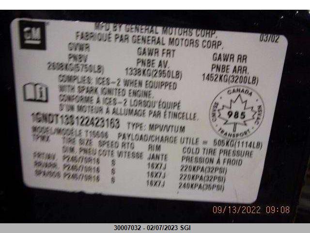 Chevrolet Trailblazer 2002 1GNDT13S122423163 Image 4