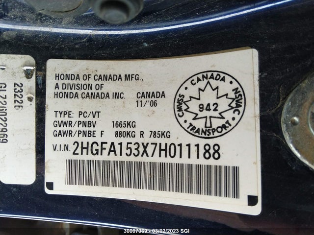 Honda Civic Dx 2007 2HGFA153X7H011188 Image 10