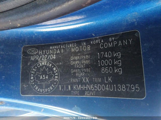 Hyundai Tiburon Se 2004 KMHHN65D04U138795 Image 10