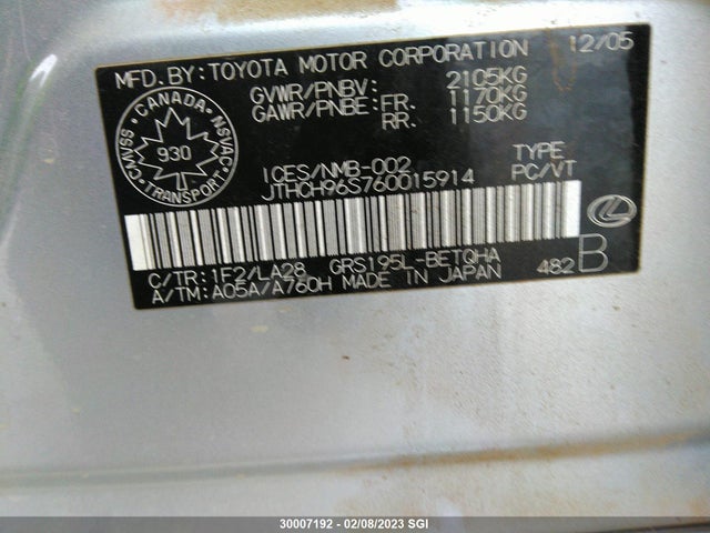 JTHCH96S760015914 Lexus Gs Generation 2006 300