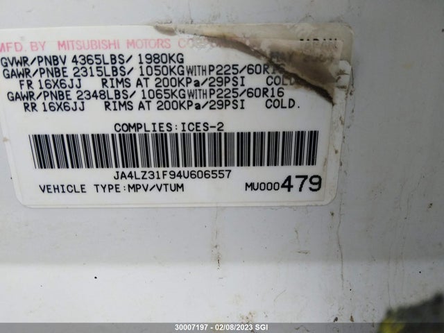 JA4LZ31F94U606557 Mitsubishi Outlander Ls