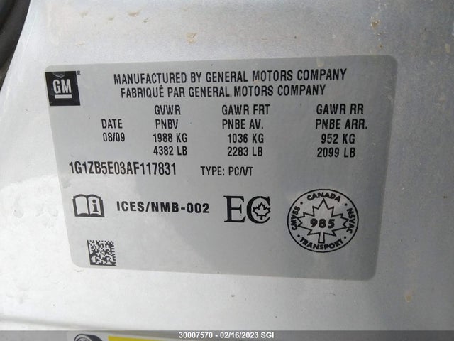 Chevrolet MALIBU LS 2010 1G1ZB5E03AF117831 Image 9