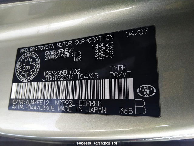 Toyota Yaris 2007 JTDBT923071154305 Image 10