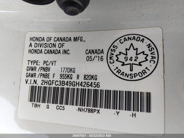 Honda CIVIC EX 2016 2HGFC3B49GH426456 Image 9