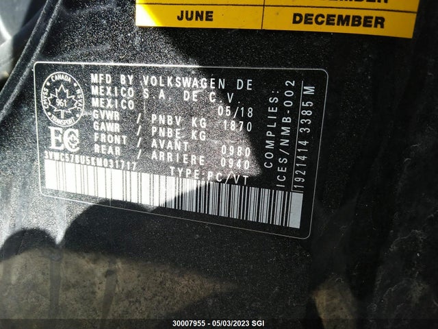 3VWC57BU5KM031717 Volkswagen Jetta S/se/r-line