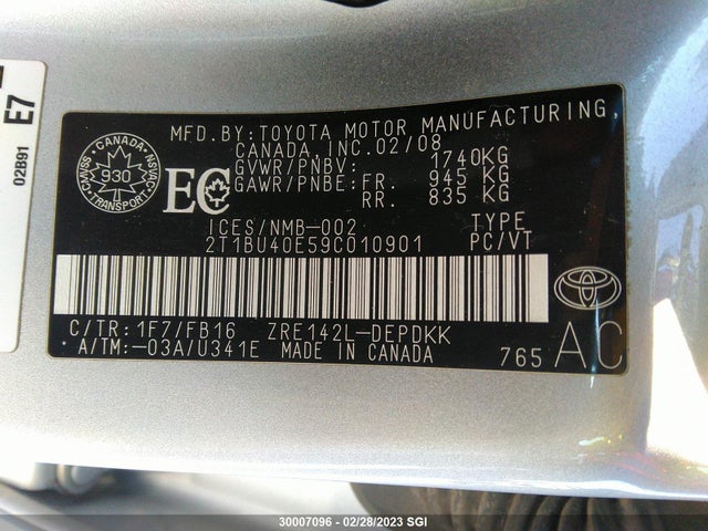 Toyota Corolla S/le/xle 2009 2T1BU40E59C010901 Image 10