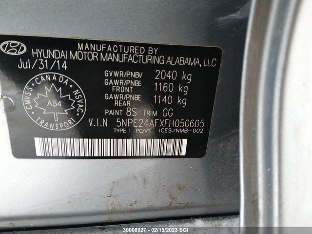 Hyundai SONATA SE 2015 5NPE24AFXFH050605 Image 10