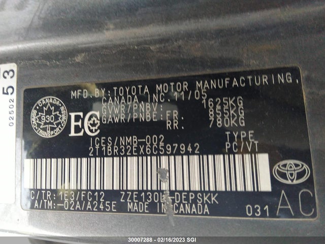 Toyota COROLLA CE/LE/S 2006 2T1BR32EX6C597942 Image 18