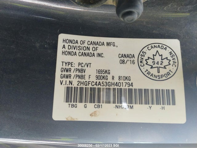Honda Civic Lx 2016 2HGFC4A53GH401794 Image 10