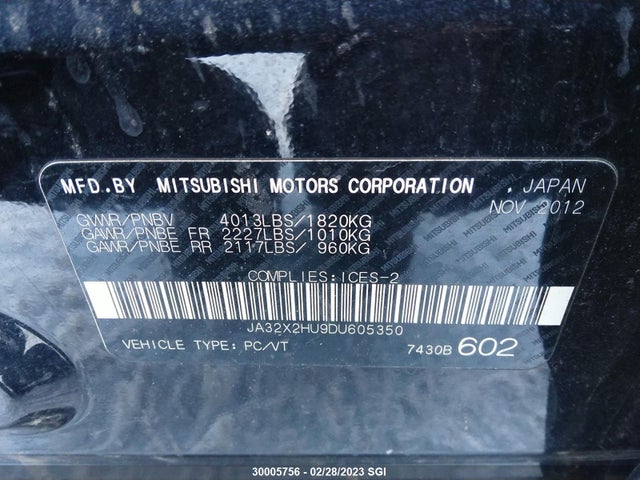 JA32X2HU9DU605350 Mitsubishi Lancer Es/es Sport