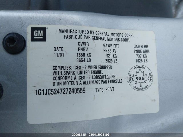 Chevrolet Cavalier Cng 2002 1G1JC524727240559 Image 10
