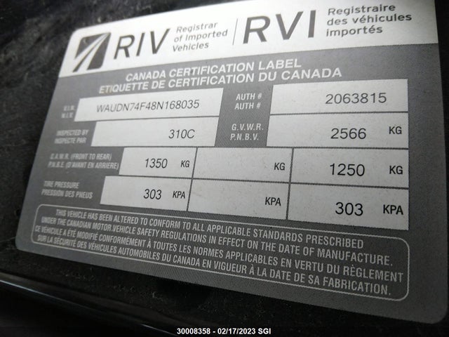 WAUDN74F48N168035 Audi S6 Quattro