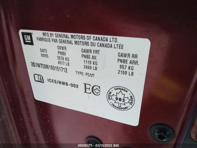 Chevrolet IMPALA LT 2006 2G1WT58N169151712 Image 10
