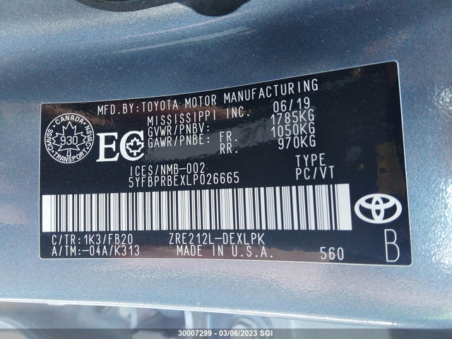 Toyota COROLLA LE 2020 5YFBPRBEXLP026665 Image 9
