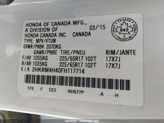Honda CR-V SE 2015 2HKRM4H40FH117714 Image 9