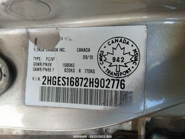 Honda Civic Lx 2002 2HGES16872H902776 Image 10