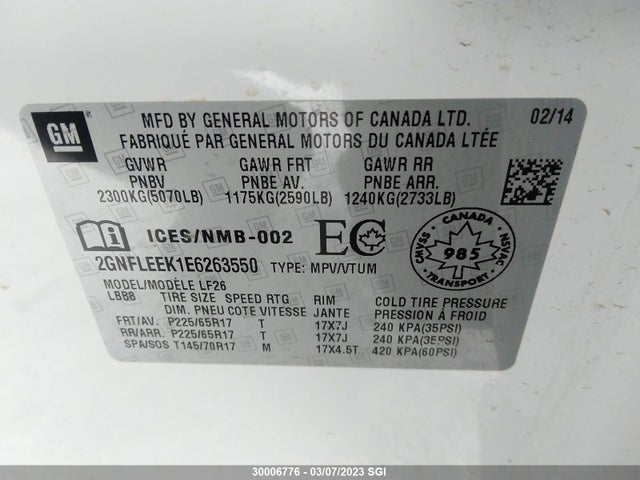 Chevrolet EQUINOX LS 2014 2GNFLEEK1E6263550 Image 9