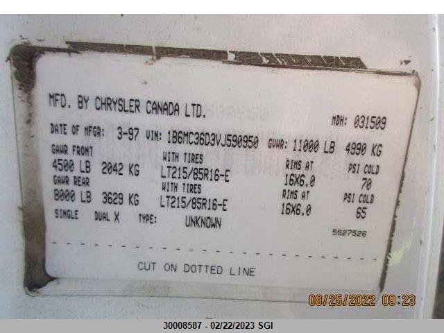 Dodge RAM 3500 1997 1B6MC36D3VJ590950 Image 10