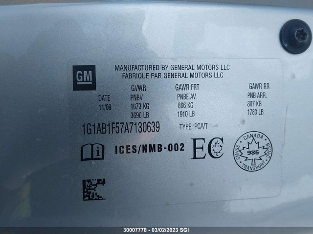 Chevrolet COBALT LS 2010 1G1AB1F57A7130639 Image 10