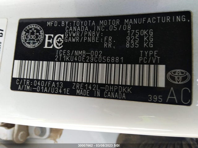 Toyota Corolla Matrix 2009 2T1KU40E29C056881 Image 10