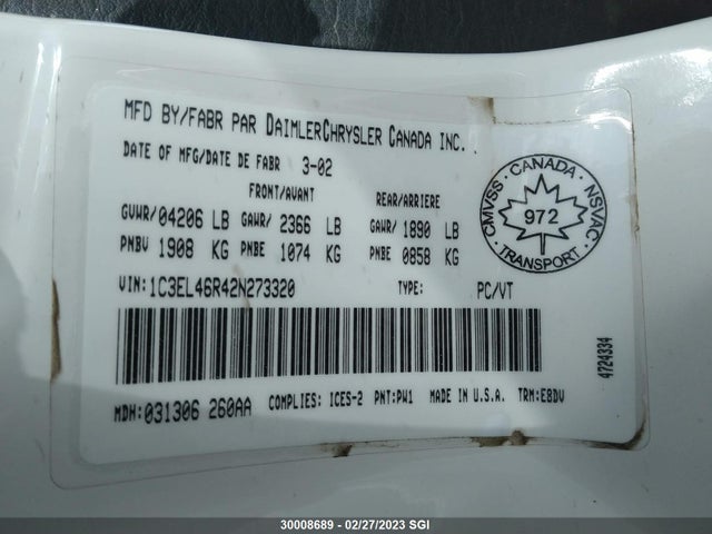 1C3EL46R42N273320 Chrysler SEBRING LX