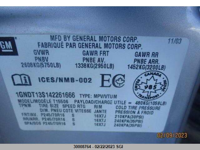 Chevrolet Trailblazer Ls/lt 2004 1GNDT13S142261666 Image 9