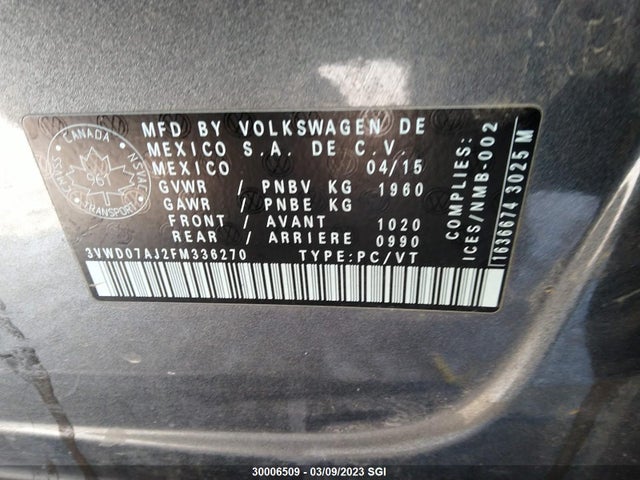 Volkswagen JETTA SE 2015 3VWD07AJ2FM336270 Image 10