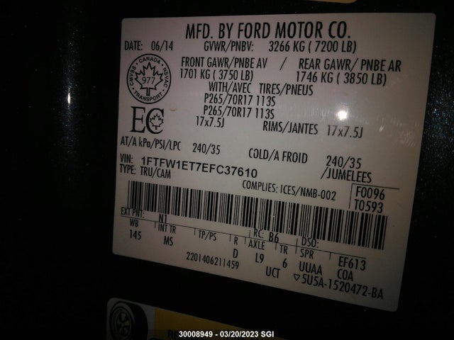 Ford F150 Supercrew 2014 1FTFW1ET7EFC37610 Image 10