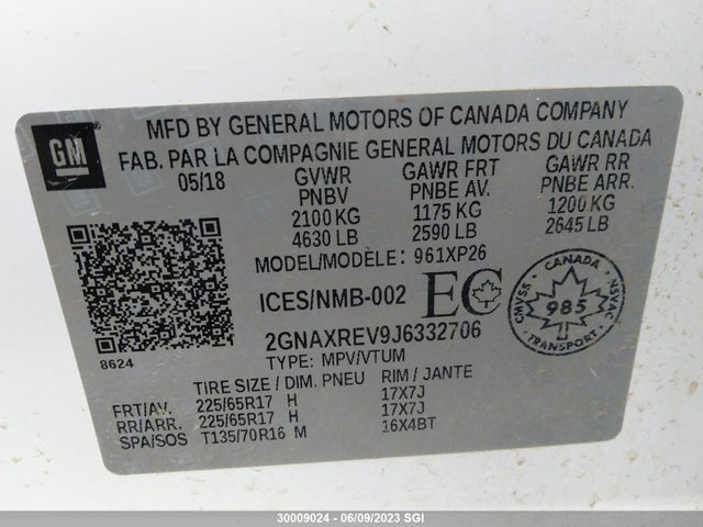 Chevrolet EQUINOX LS 2018 2GNAXREV9J6332706 Image 9