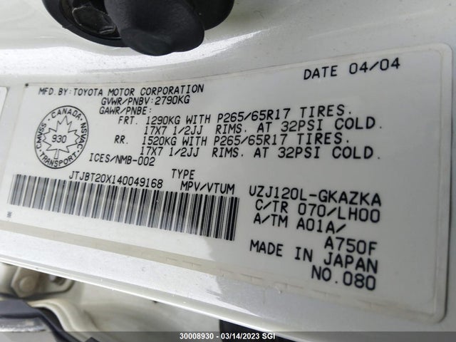 JTJBT20X140049168 Lexus GX 470