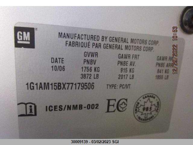 Chevrolet Cobalt Ss 2007 1G1AM15BX77179506 Image 6