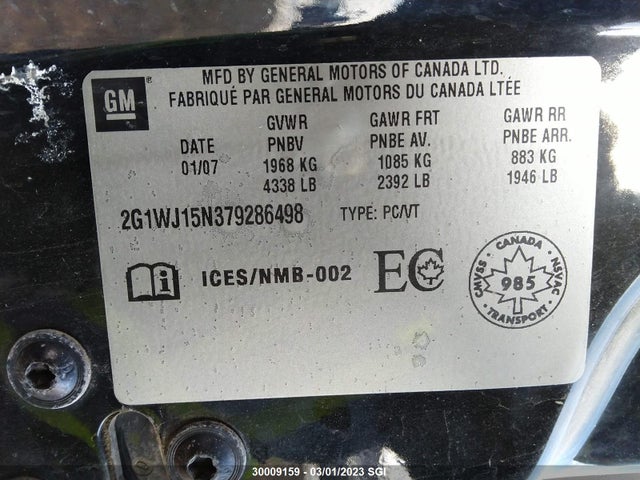 Chevrolet Monte Carlo Ls 2007 2G1WJ15N379286498 Image 10