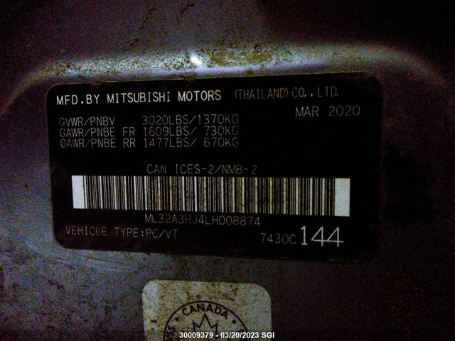 ML32A3HJ4LH008874 Mitsubishi MIRAGE ES