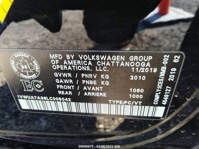 1VWUA7A36LC005042 Volkswagen Passat Highline