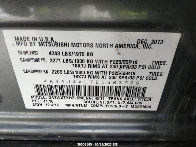 4A4AJ4AU7EE603766 Mitsubishi Rvr Gt