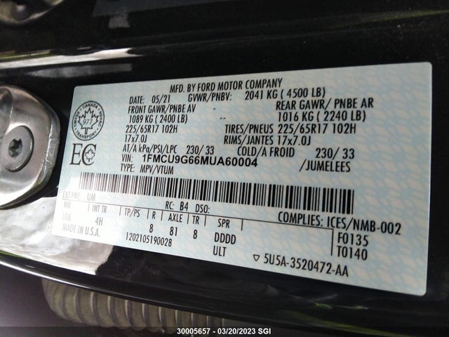 Ford ESCAPE SE 2021 1FMCU9G66MUA60004 Image 9