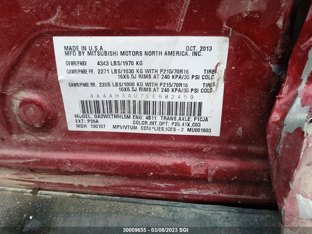 4A4AH3AU7EE602459 Mitsubishi RVR SE