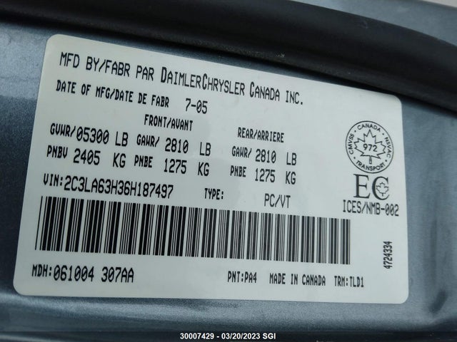 2C3LA63H36H187497 Chrysler 300C