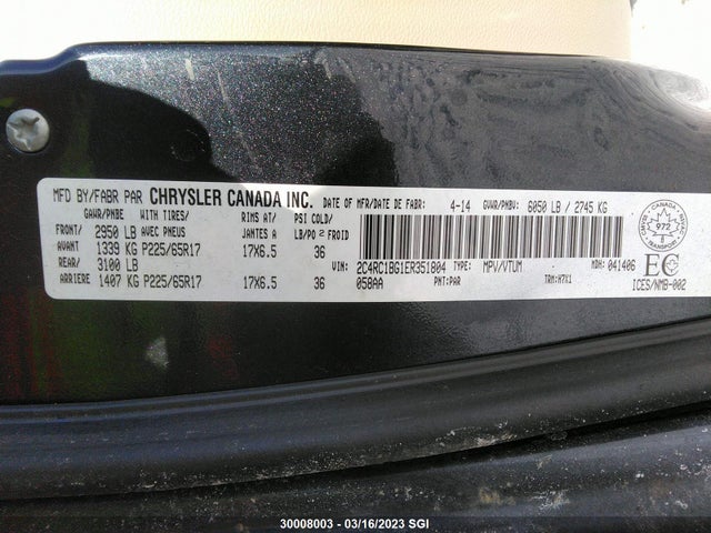 2C4RC1BG1ER351804 Chrysler Town & Country Touring