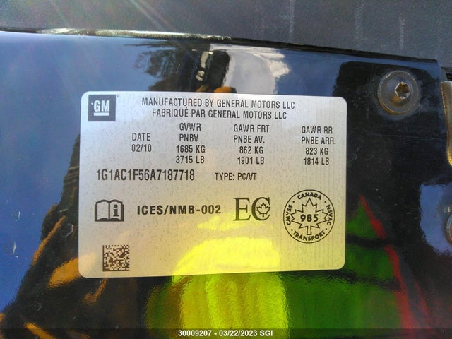 Chevrolet COBALT 1LT 2010 1G1AC1F56A7187718 Image 10